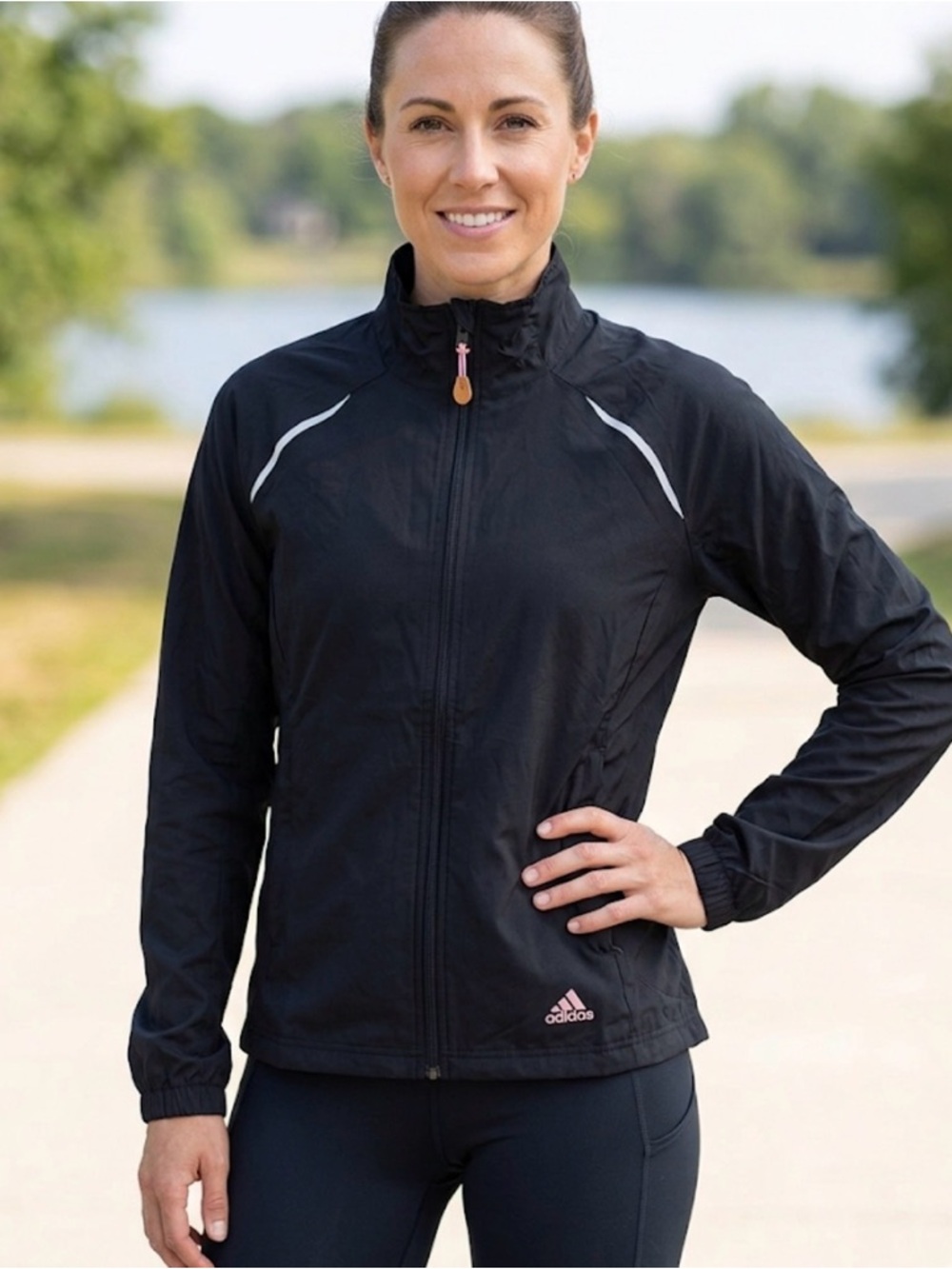 adidas Black Utility Running Jacket with Reflective Trim